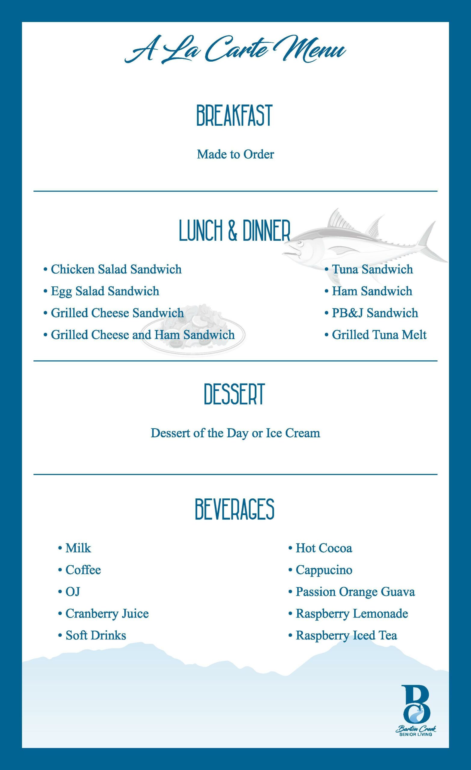 Sample Menu - Welcome Home Assisted Living